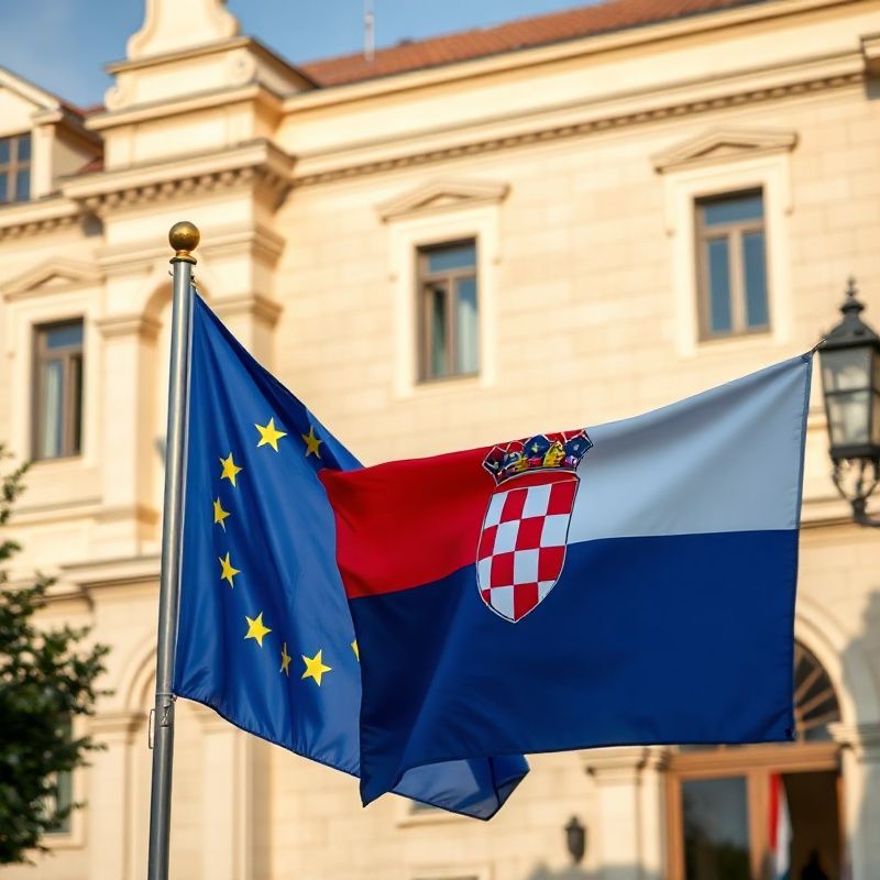 Zastave Europske unije i Hrvatske ispred zgrade regionalne uprave